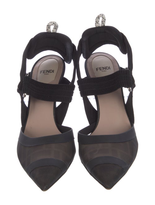 Fendi Zucca FF Logo Mesh Slingback Pumps