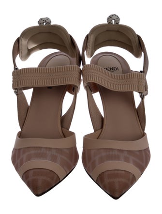 Fendi Zucca FF Logo Mesh Slingback Pumps