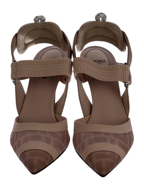 Fendi Zucca FF Logo Mesh Slingback Pumps