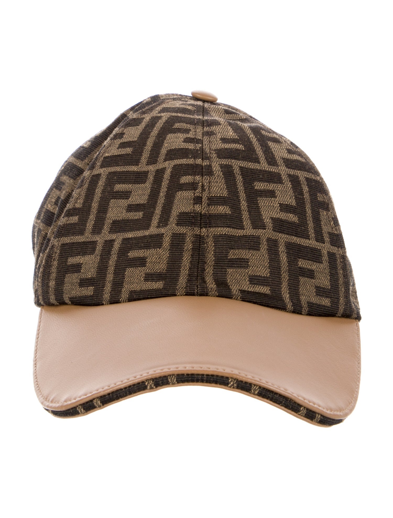 Fendi Canvas & Leather Zucca Print Baseball Cap w/Tags