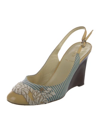 Fendi Leather Printed Slingback Pumps