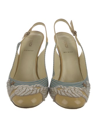 Fendi Leather Printed Slingback Pumps