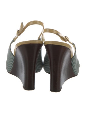 Fendi Leather Printed Slingback Pumps