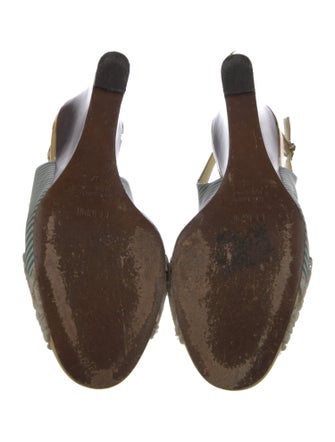 Fendi Leather Printed Slingback Pumps