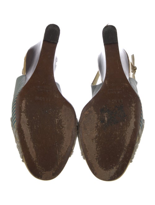 Fendi Leather Printed Slingback Pumps