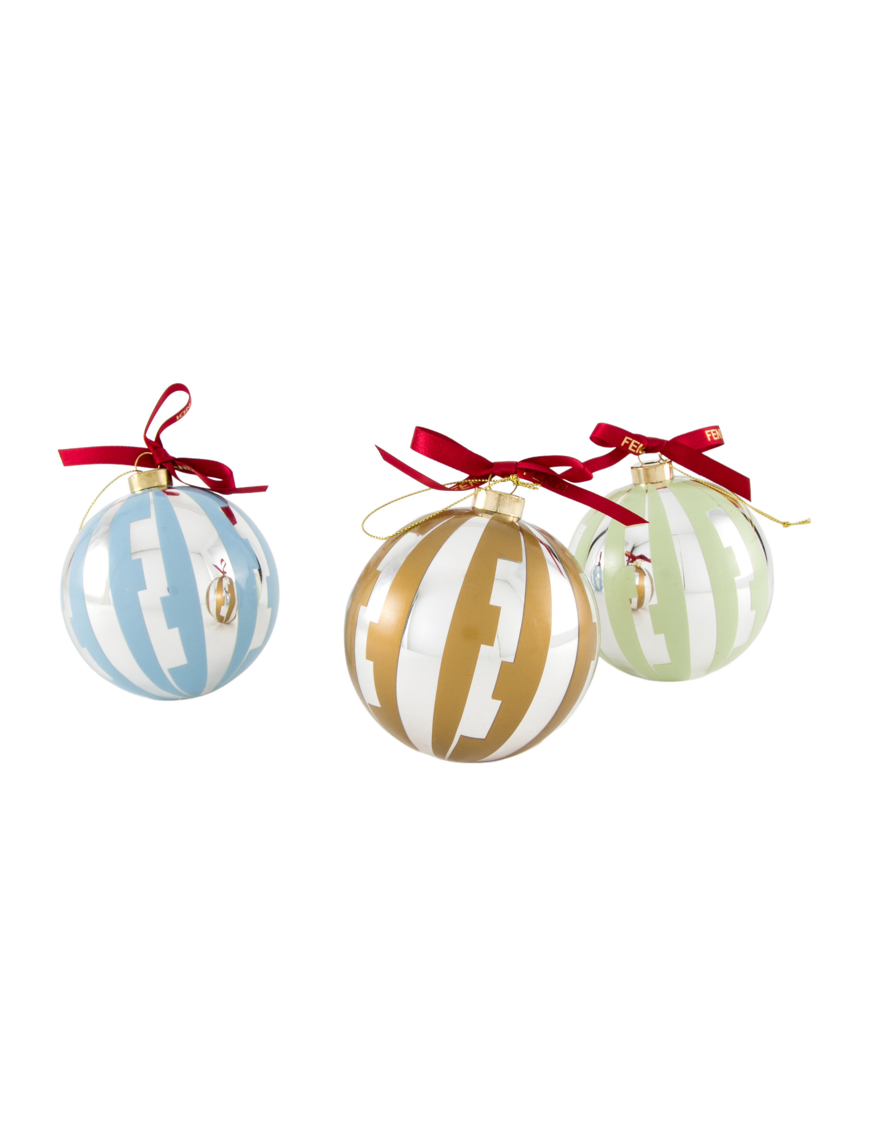Fendi 3-Piece FF Mirrored Ball Ornaments Set