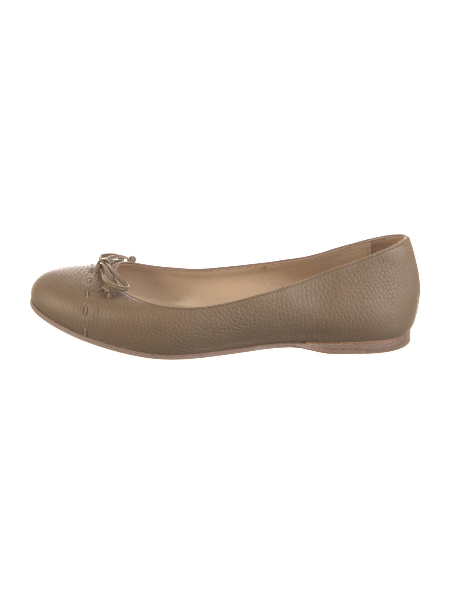 Fendi Leather Bow Accents Ballet Flats