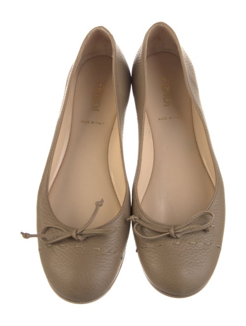 Fendi Leather Bow Accents Ballet Flats