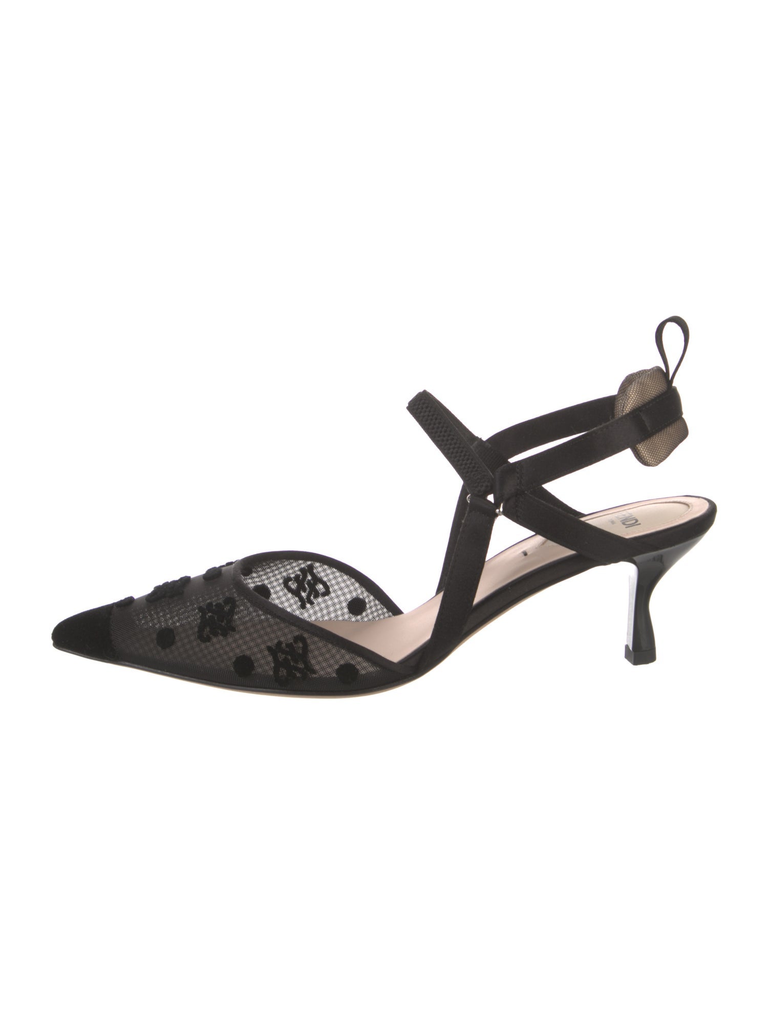 Fendi Mesh Printed Slingback Pumps