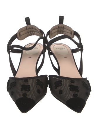 Fendi Mesh Printed Slingback Pumps