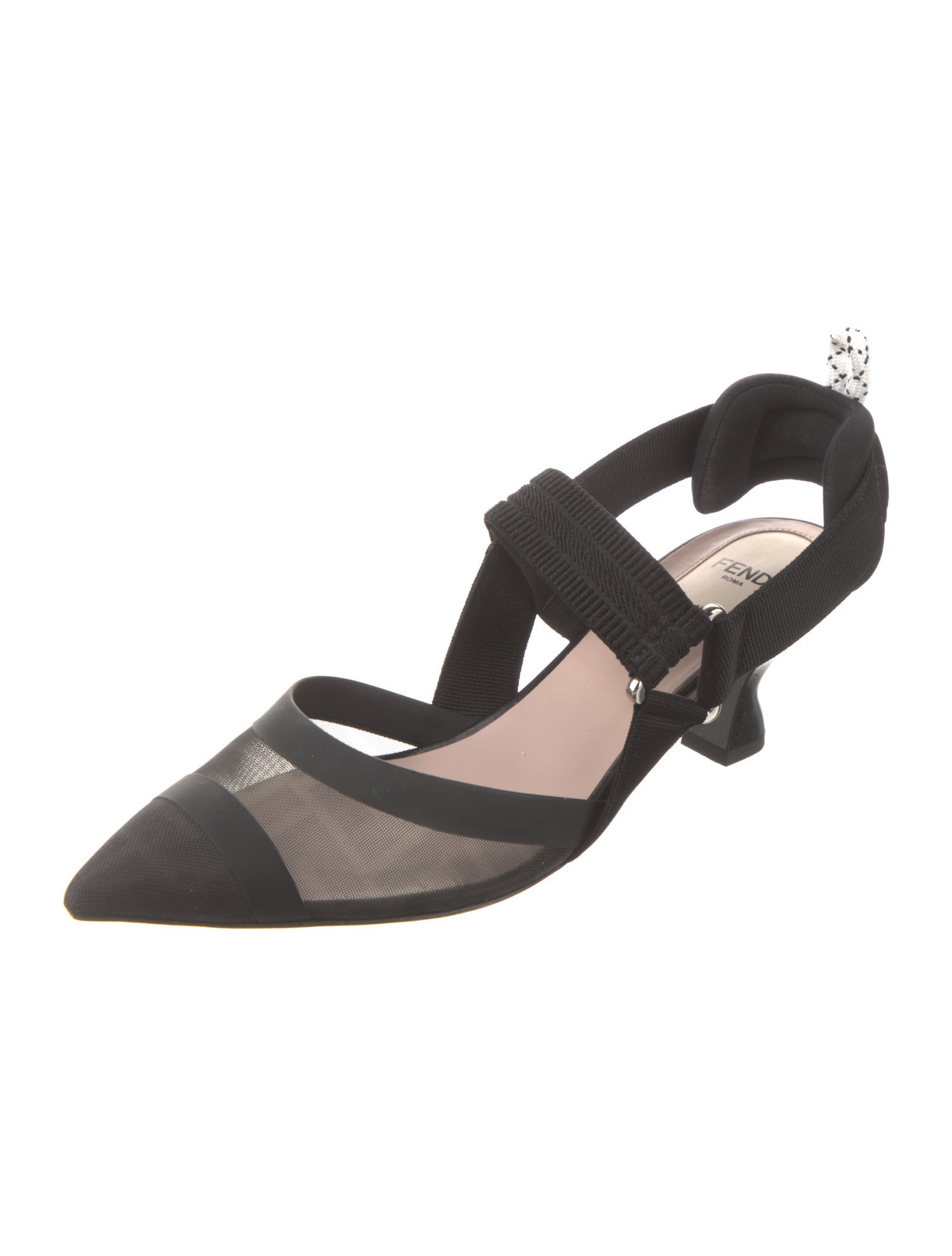 Fendi Mesh Printed Slingback Pumps