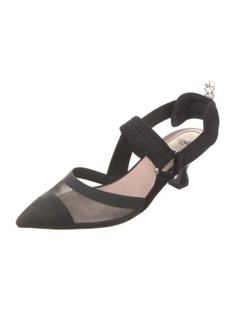 Fendi Mesh Printed Slingback Pumps