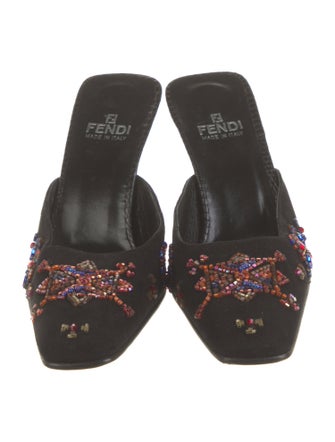 Fendi Zucca FF Logo Suede Mules