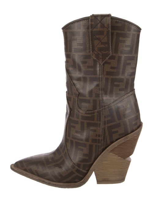 Fendi Zucca FF Logo Animal Print Western Boots