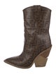 Fendi Zucca FF Logo Animal Print Western Boots