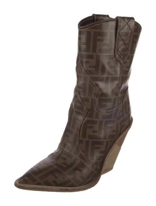 Fendi Zucca FF Logo Animal Print Western Boots
