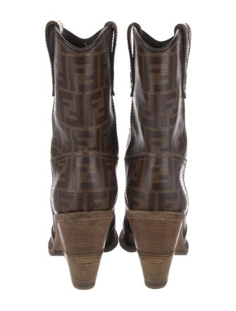 Fendi Zucca FF Logo Animal Print Western Boots