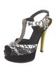 Fendi Embossed Leather Animal Print T-Strap Sandals
