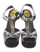 Fendi Embossed Leather Animal Print T-Strap Sandals
