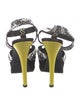 Fendi Embossed Leather Animal Print T-Strap Sandals