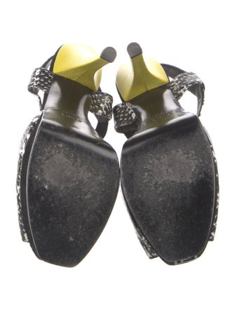 Fendi Embossed Leather Animal Print T-Strap Sandals