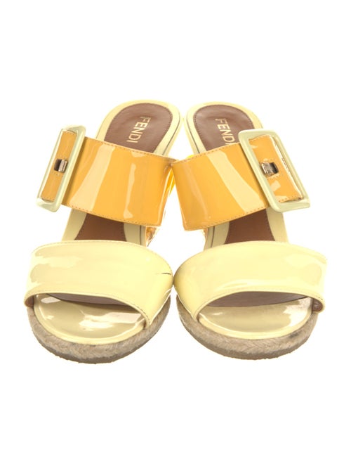 Fendi Patent Leather Colorblock Pattern Slides