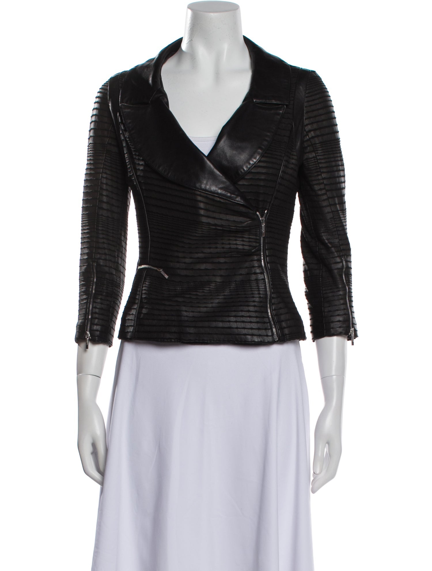 Fendi Leather Plaid Print Jacket