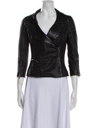 Fendi Leather Plaid Print Jacket