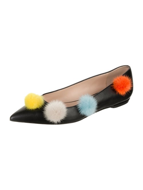 Fendi Leather Fur Trim Flats