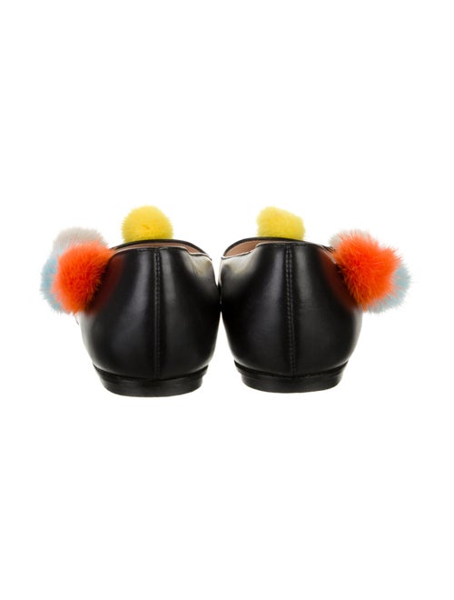 Fendi Leather Fur Trim Flats