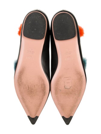 Fendi Leather Fur Trim Flats