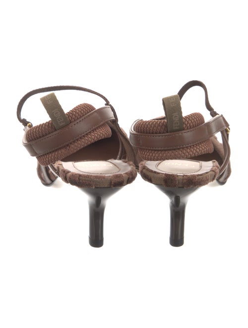 Fendi Zucca FF Logo Velvet Slingback Pumps