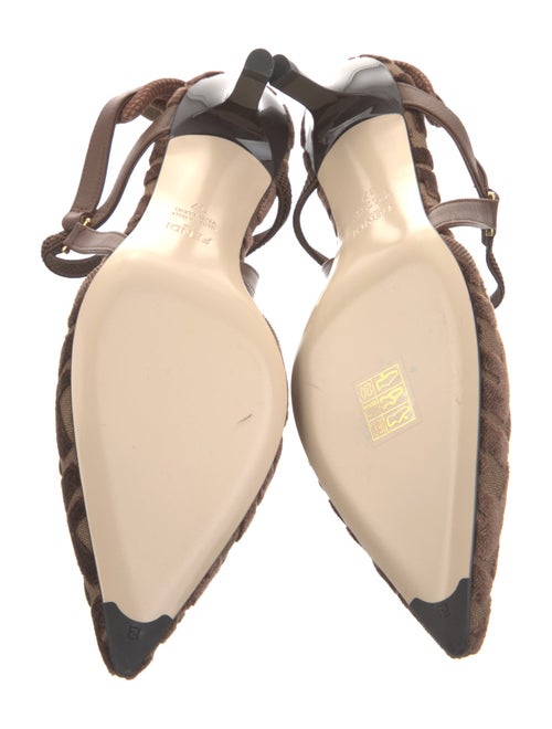 Fendi Zucca FF Logo Velvet Slingback Pumps