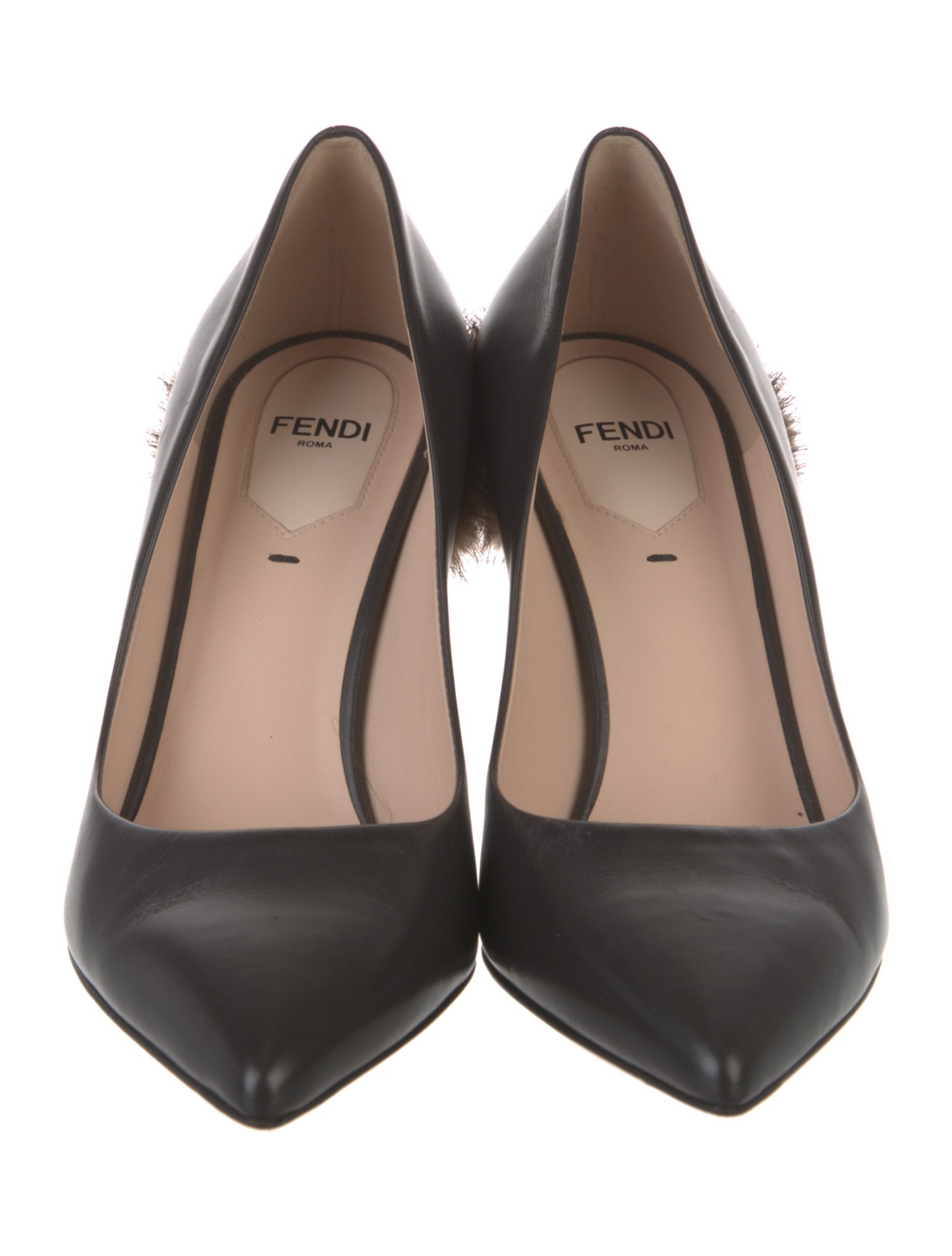 Fendi Leather Fur Trim Pumps
