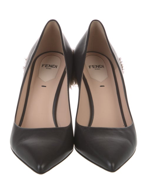 Fendi Leather Fur Trim Pumps