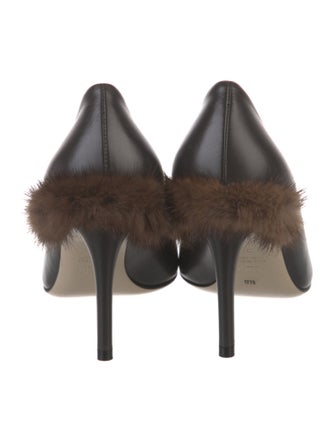 Fendi Leather Fur Trim Pumps