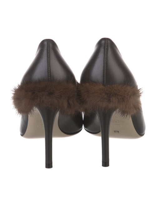 Fendi Leather Fur Trim Pumps