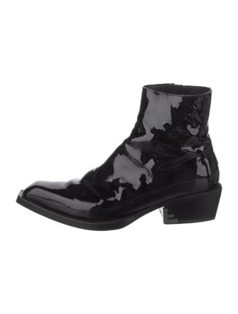 Fendi Patent Leather Leather Trim Embellishment Boots