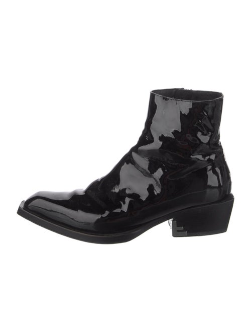 Fendi Patent Leather Leather Trim Embellishment Boots