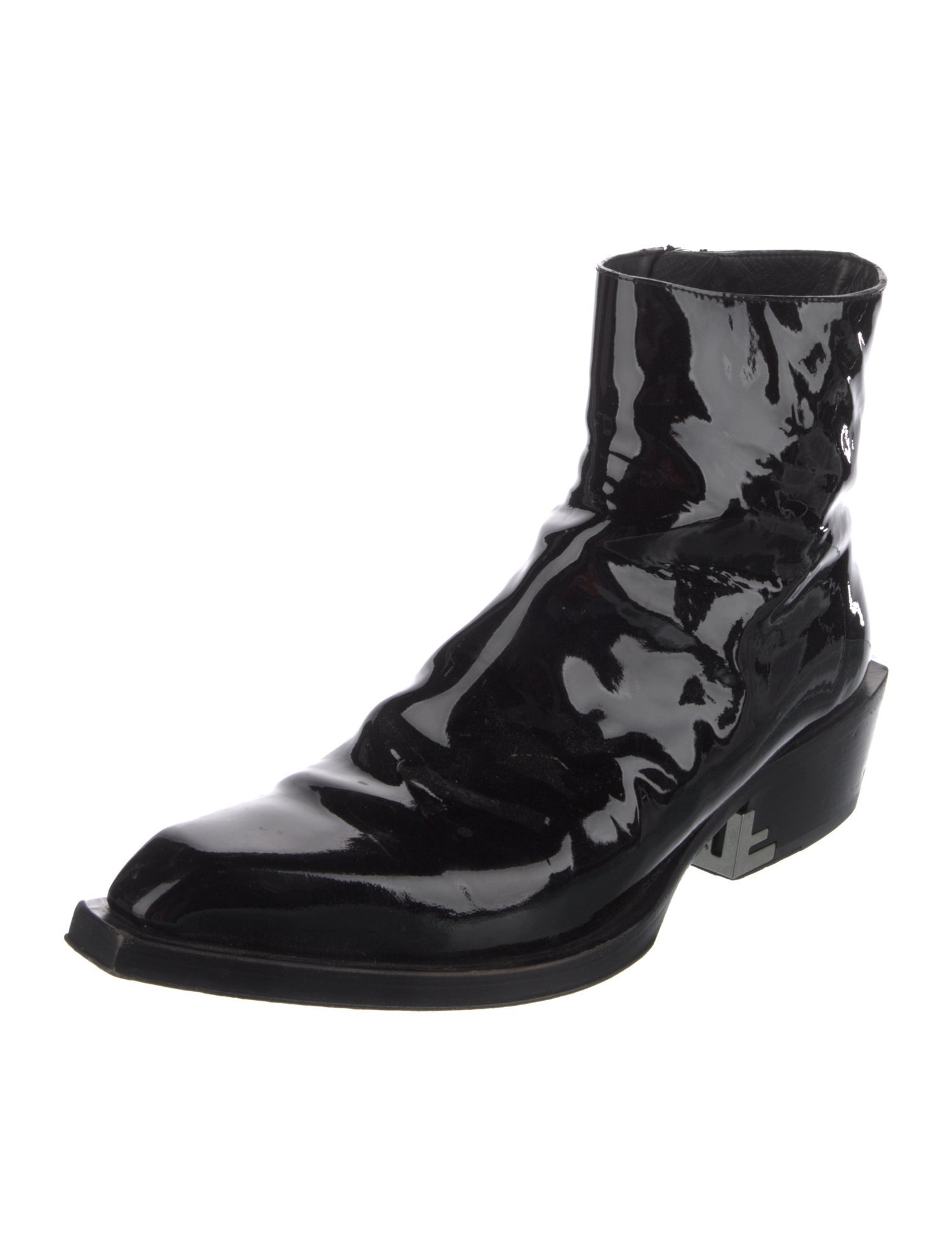 Fendi Patent Leather Leather Trim Embellishment Boots