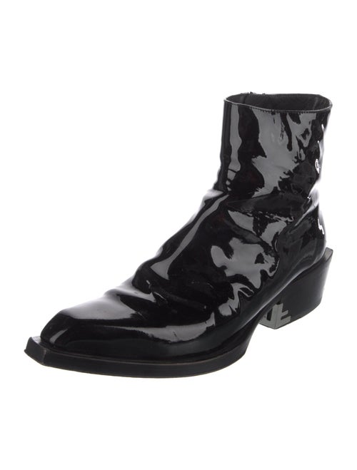 Fendi Patent Leather Leather Trim Embellishment Boots