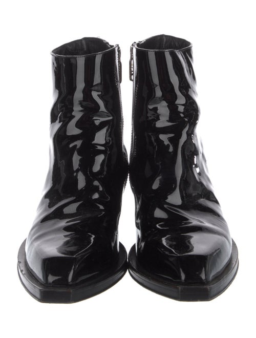 Fendi Patent Leather Leather Trim Embellishment Boots