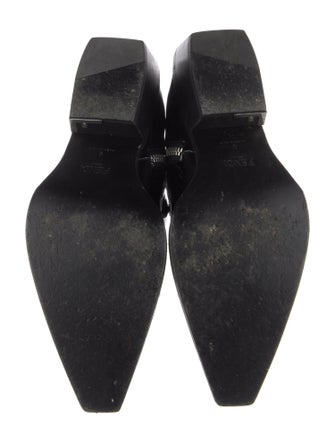 Fendi Patent Leather Leather Trim Embellishment Boots