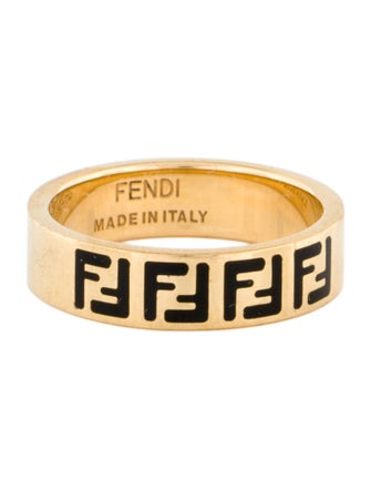 Fendi Enamel Logo Band Ring