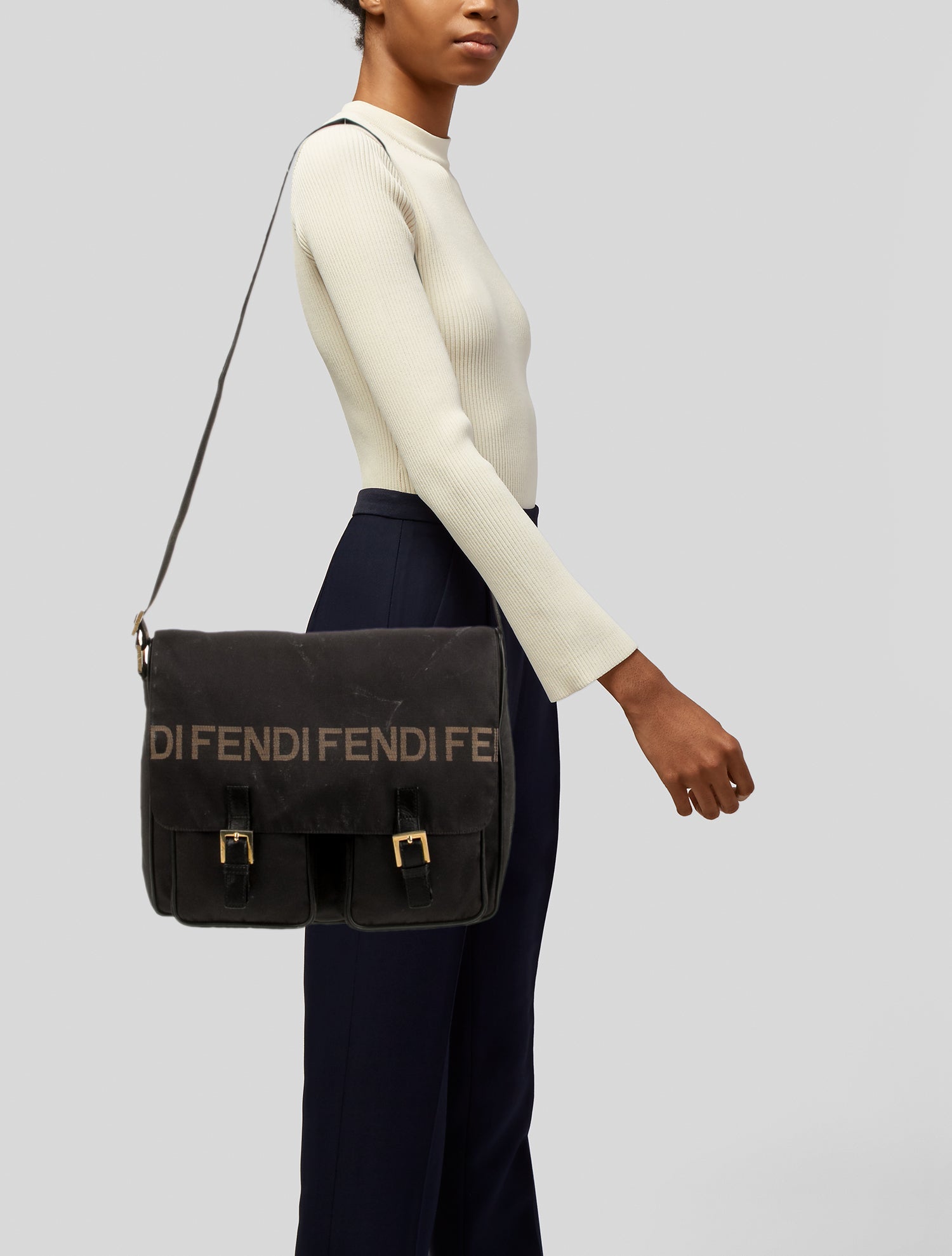 Fendi Canvas Messenger Bag Vintage