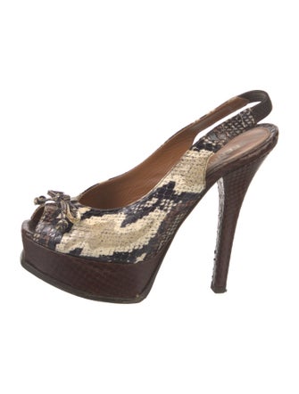 Fendi Snakeskin Printed Slingback Pumps