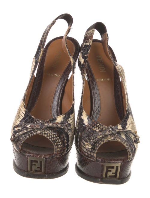 Fendi Snakeskin Printed Slingback Pumps