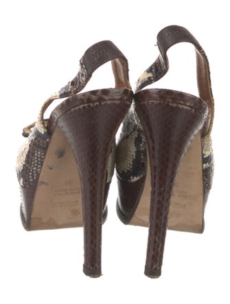 Fendi Snakeskin Printed Slingback Pumps