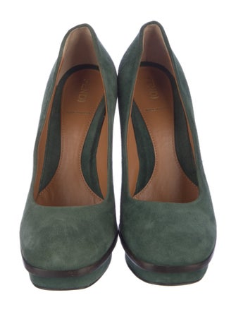 Fendi Suede Colorblock Pattern Pumps