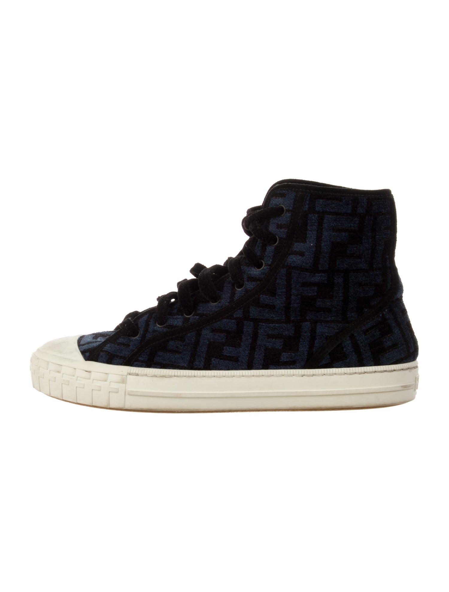 Fendi Zucca FF Logo Velvet Sneakers